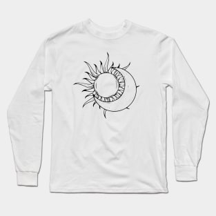 bohemian astrological design with sun, stars and sunburst. Boho linear icons or symbols in trendy minimalist style. Modern art Long Sleeve T-Shirt